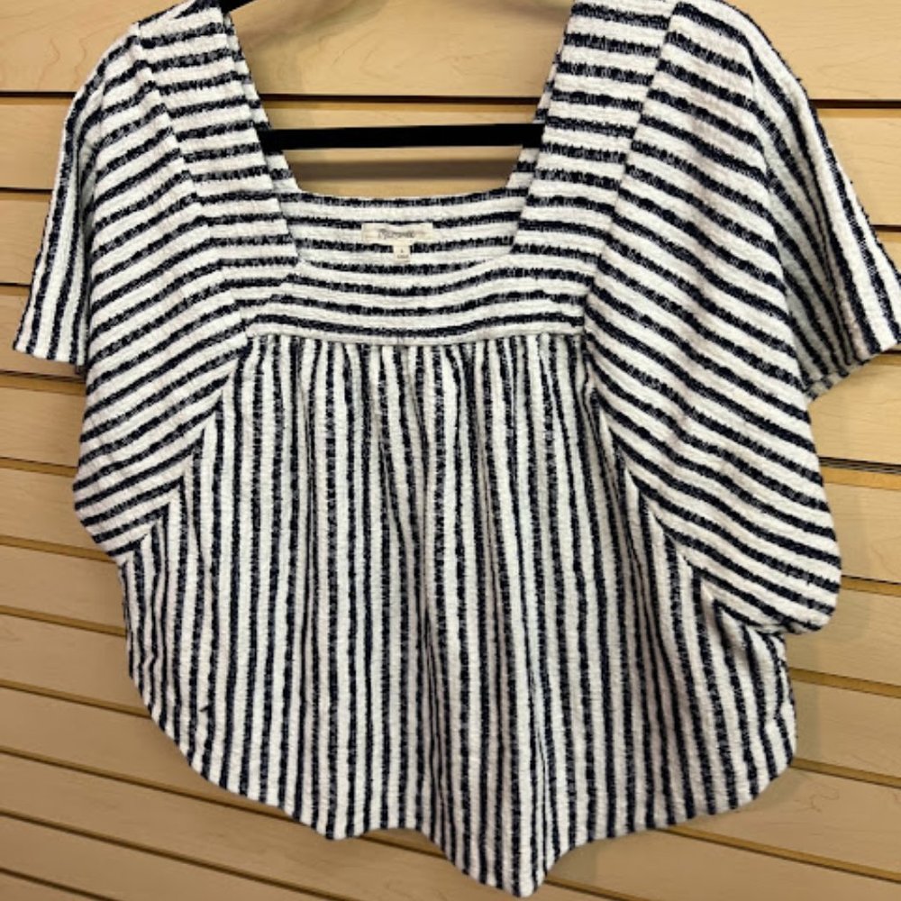 White and Blue Striped Madewell Tunic